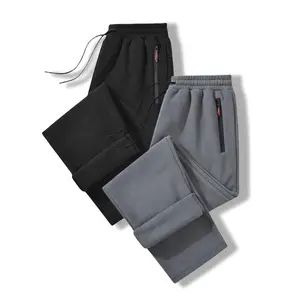 Men'sSolidColorZipperPocketDrawstringWaistThermalLinedSweatpants,RegularFitCasualComfyJoggerPantsforDailyWear,Men'sTrousersforWinter