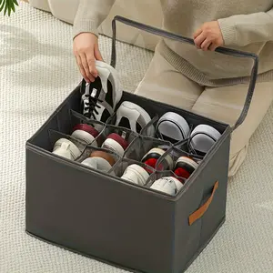 Collapsible Covered Shoe Storage - Dustproof Storage Box for Shoes, Clothes and Accessories - Multifunctional Home Organization Solution, Rectangular, Flip-Top Closure, Shoe Storage Box