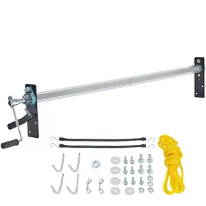 summervibes VEVOR Hand Crank Tarp Roller Kit, 64 to 104 Wide, Aluminum Alloy, Manual Cab Level Dump Truck Tarp Roller with 7 Sponge-Wrapped Handle, Perfect for Dump Trucks, Trailers, Trash Haulers (No Tarp)