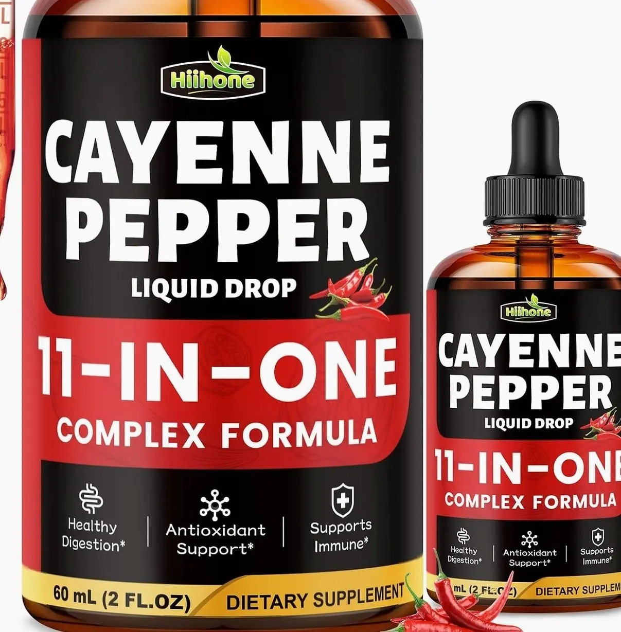 (2 Packs) 11-in-1 Cayenne Pepper Drops - Herbal Supplement with Hawthorn, Beet Root & Cinnamom - Supports Healthy Digestion & Immune - 4 FL Oz