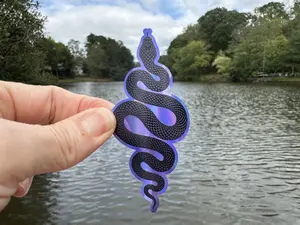 Snake Sticker Embossed on Holographic Waterproof Metallic Vinyl Permanent Adhesive Silver or Violet