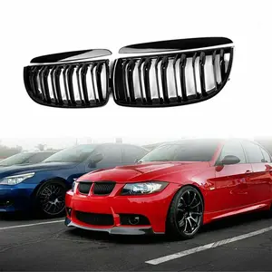 Gloss Black Front Bumper Kidney Grille Grill For BMW E90 E91 325i 335i 2005-2008