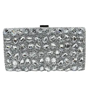 Luxury Silver Rhinestone Bling Banquet Handbag Women's Cheongsam Bag Elegant Exquisite Diamond-Encrusted Purse Clutch Bag, Crossbody Bags For Women, Perfect For Party, Wedding, Prom, Dinner/Banquet ShoulderBag For Wedding