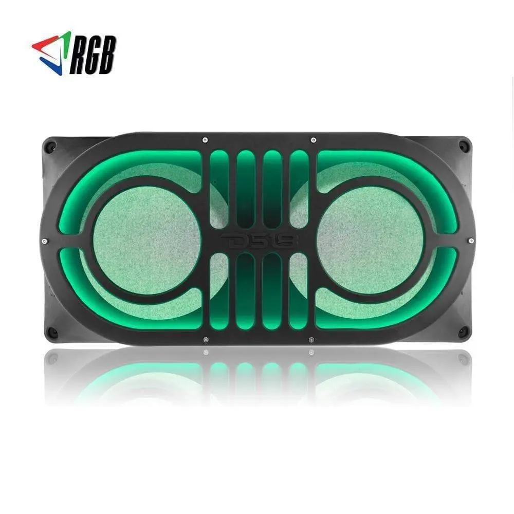 DS18 Car Subwoofer Enclosure - DS-JBASS Jeep Gate Enclosure for Wrangler JK/JL, 2x10in Shallow Double Subwoofer Speakers, Black Car Audio Accessory
