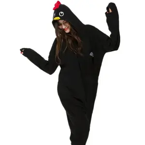 Animal Adult Kigurumi Black Chicken Onesies Cartoon Family Party Rooster Cock Pajamas Funny Cosplay Costumes Sleepwear