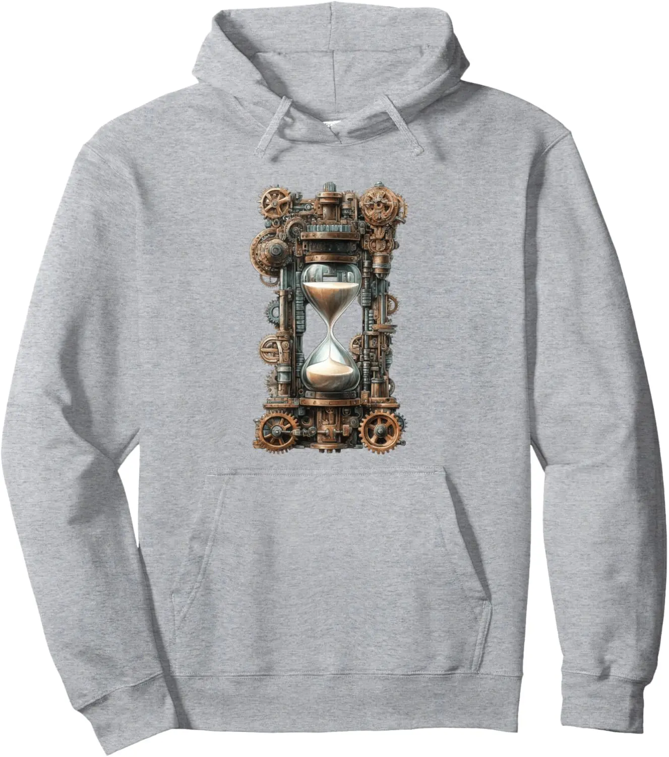 Intricate Steampunk Mechanical Hourglass Design Pullover Hoodie