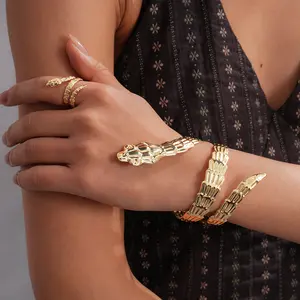 Two-piece set of textured double-layer serpentine opening bracelet, fashionable personalized bracelet, niche design women's bracelet