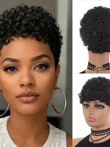 Trendy Short Curly Wigs for Women, Voluminous Fairy Cut, Heat Resistant, Easy to Style, Perfect for Beginners, Synthetic Curly Wigs