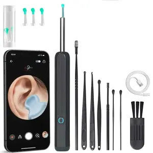 Visual Ear Cleaning Kit with 3.5mm Endoscope Lens, Includes 7 Pieces, 3 Silicone Scraper Tips, Wireless WiFi Smartphone HD Tool, Earwax Remover Tool