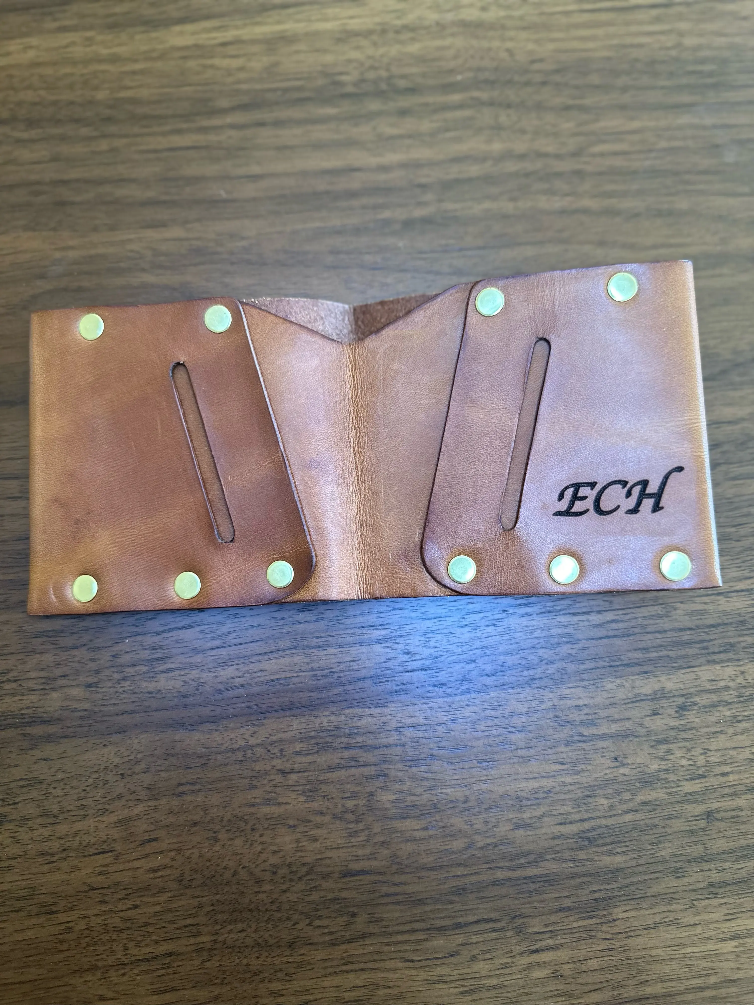 Stitchless Rivit Bifold Personalized, Engraved Full Grain Leather Wallet