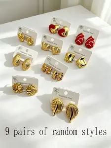 Chunky Gold Twisted Knot Earrings for Women, Stainless Steel Hypoallergenic Studs, Y2K Retro Fashion Jewelry for Daily Wear