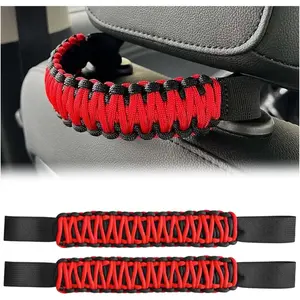 2PCS Headrest Grab Handles, Car Front Rear Seat Back Roll Bar Grip Handles Kit, Nylon Paracord with Headrest Mounted Automotive Interior Accessories Universal for SUV Truck Pickup