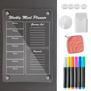 Seize The Day 2024 Weekly Meal Planner for Fridge 8.5 in. x 11 in. Erasabale Meal Plan Board with Shopping List Section | Includes 6 Bright Liquid Chalk Markers