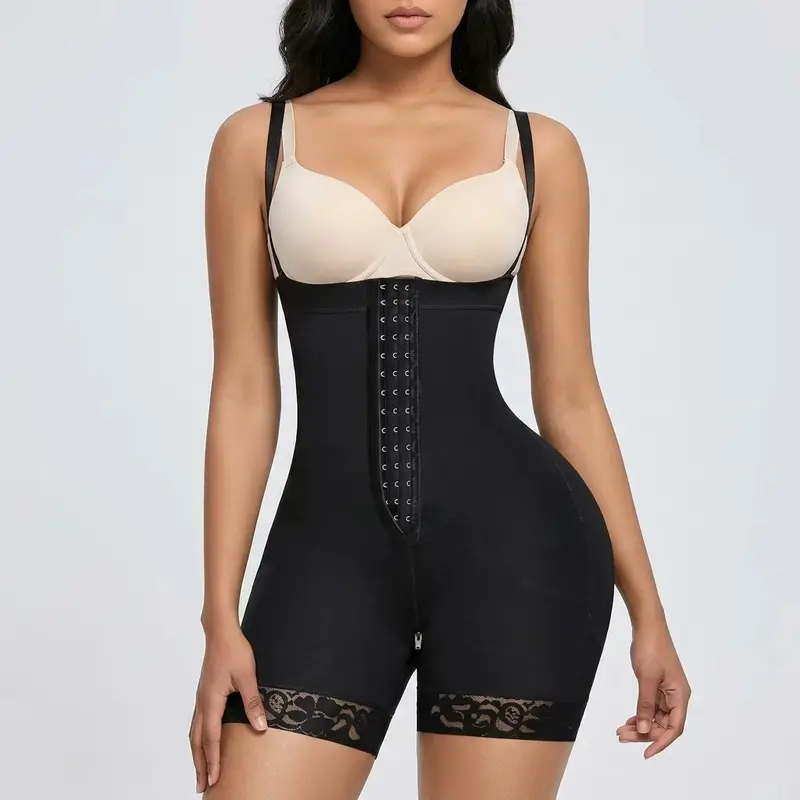 Women's Colombian Faja Body Shaper - Seamless Zippered Compression Bodysuit with Tummy Control, Anti-Roll Lace, Open Crotch, Butt Lifter, Adjustable Straps, Detachable Cheeky Panty, Thin Contouring Fit, Worthy Gift for Dress, Wedding Occasions
