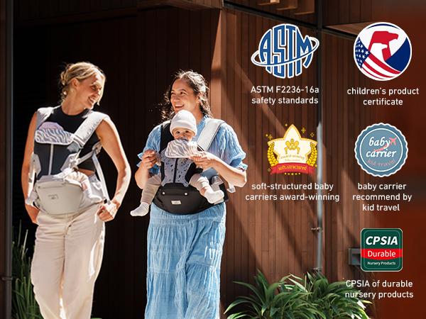 Baby Carrier, MOMTORY Safety-Certified 6-in-1 Baby Carrier Newborn to Toddler, Adjustable Detachable Infant Baby Hip Seat Carrier for 7-50lbs, All Seasons, Perfect for Shopping Travelling