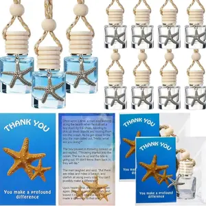 Qinyoung 30 Pack Car Diffuser Bottles Appreciation Gifts for Staff Air Freshener Hanging Empty Bulk Essential Oil Perfume Diffuser Pendant Bottle with Starfish Story Charms Gift for Valentines Day