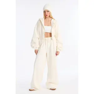 On The Go Fleece Pant Set - White