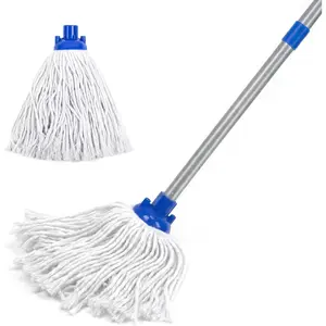 Indoor floor cleaning mop, lightweight cotton mop, comes with 2 washable mop heads