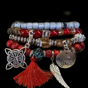 Red I love witch knot bracelet