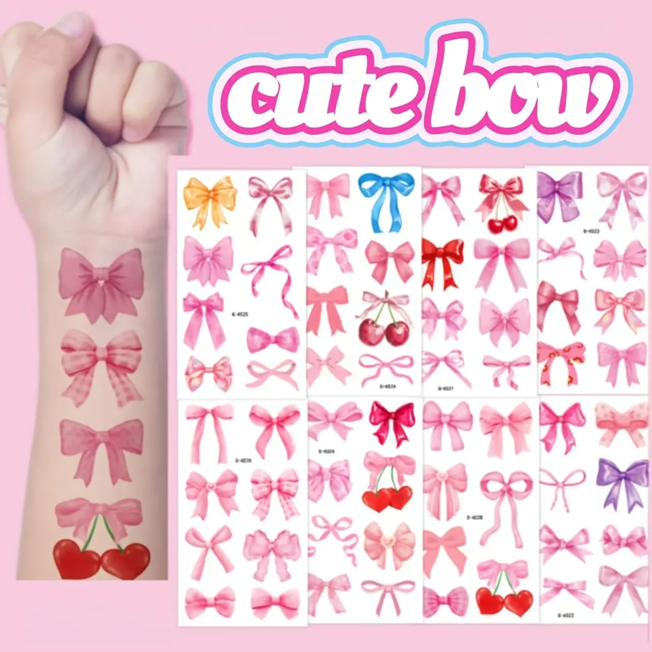 10 Cute Bow Tattoos Waterproof Temporary Stickers, Fake Tattoos, Adorable Ribbon Body Art for Kids, Girls & Adults, Sweat Resistant Design, Peel Off Tattoo
