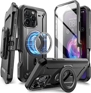 SUPCASE Rugged Case for iPhone 16/15/14 Pro/Pro Max – MagSafe-compatible, military-grade, with kickstand and belt clip. Shockproof, supports wireless charging. Heavy-duty yet slim. Protector Smartphone
