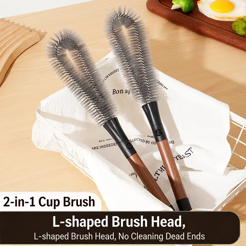 Long Handle Bottle Cleaning Brush, Soft Bristles Cup Scrubber Brush, Deep Clean for Water Bottles, Tumblers, Baby Bottles, Mugs & Jars, Kitchen Washing Cleaning Tool
