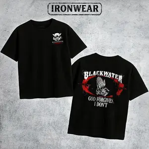 IronWear Blackwater God Forgives I Don't T Shirt Men's Retro Tactical Logo Pray Graphic Tee Outdoor Sports Apparel Gift Men