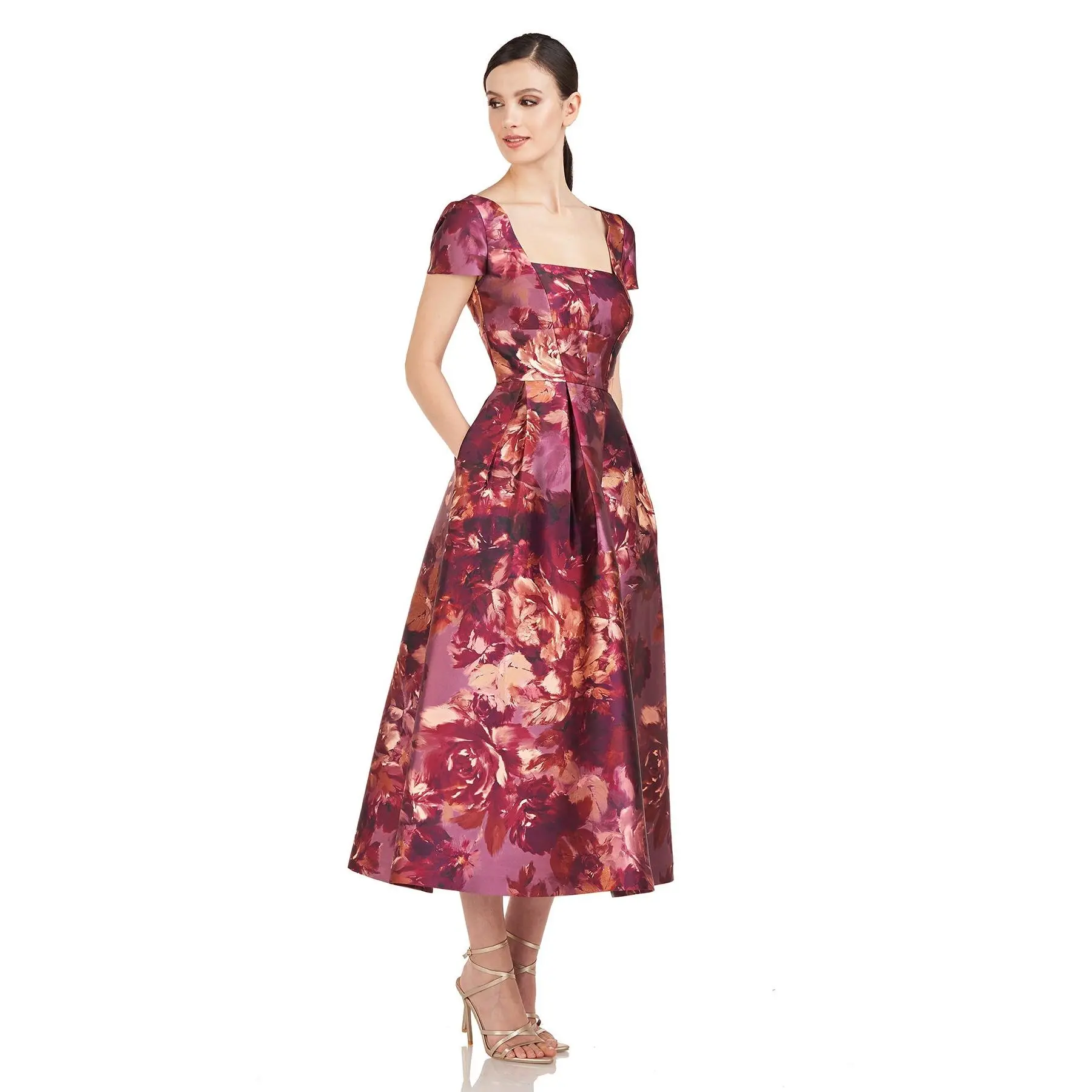 Kay Unger "Tierney" Tea Length Floral Dress 55110394