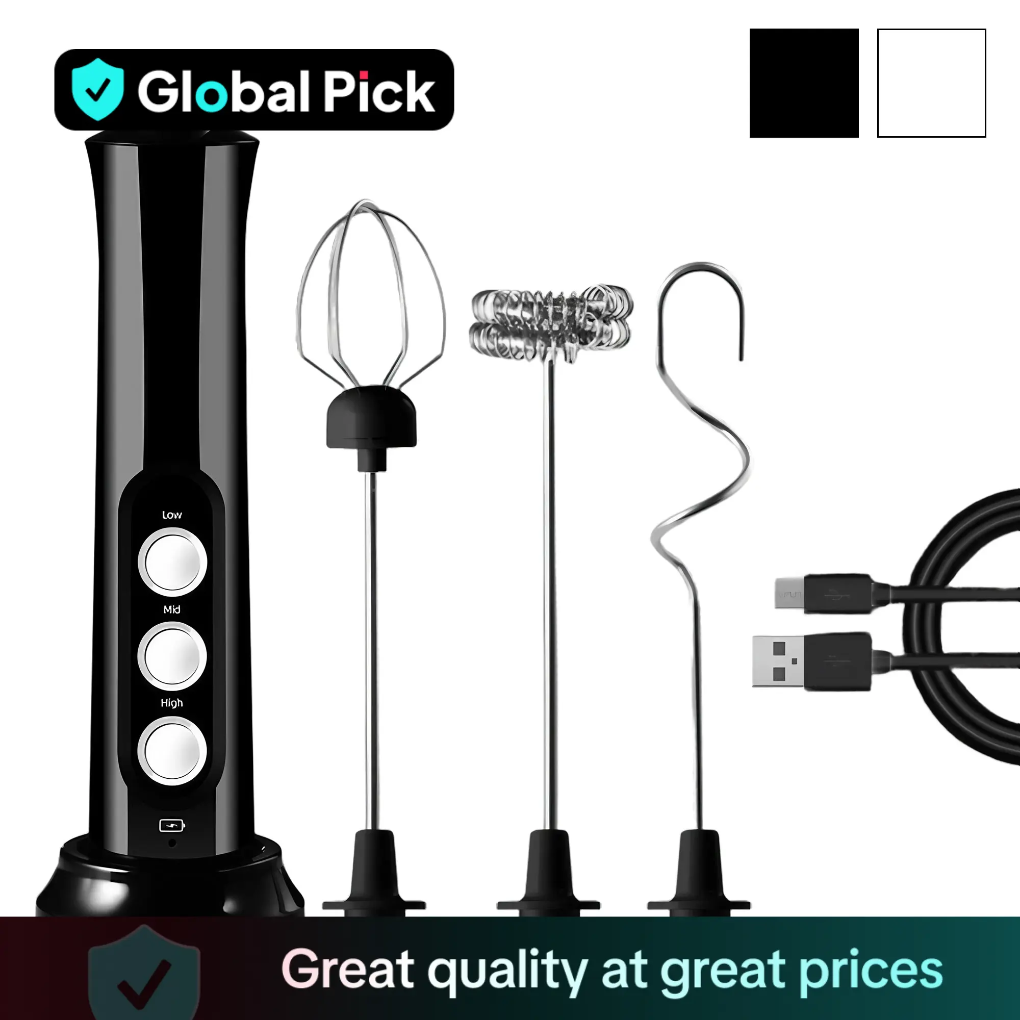 3 in 1 Portable Rechargeable Electric Milk Frother, Handheld High Speed Beverage Mixer, Coffee Frothing Stick, Kitchen Appliances, Gift