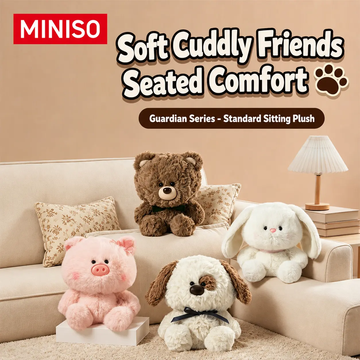 MINISO Tanitu Guardian Series - Seated Figure Unisex Plushies, Soft Touch Polyester-Filled Stuffed Doll, Soothing Design, Gift-Ready Birthday Present for 12+ Years Above, Back to School Toy