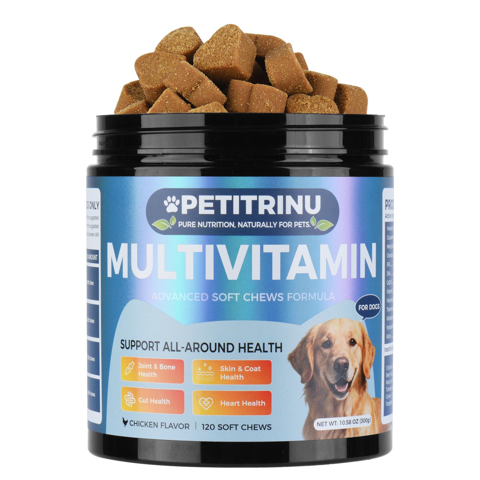 Dog Multivitamin Supplement with Glucosamine & Probiotics - Hip & Joint Support, Digestive Health, Immune Support, Heart & Skin - All-in-One Daily Vitamins & Omega-3s (CHICKEN Flavor, 120 ct)