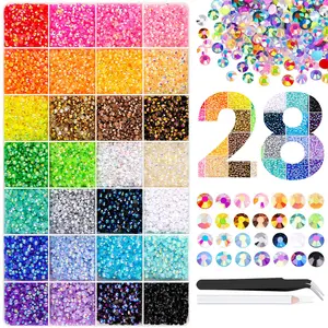 26000Pcs Resin Rhinestones with Tweezers for Crafting, Mixed-Color 3mm Bedazzling Crystal with Gifted Tools Jewelry for DIY Crafts Clothing Tumblers Shoes Fabric Nail Art