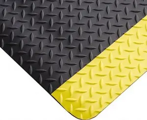 PRO-SAFE 6 ft. Long x 2 ft. Wide x 11/16" Thick Dry Environment Heavy Duty Anti-Fatigue Matting Diamond-Plate Pattern, Black/Yellow, Vinyl Surface with Vinyl Sponge Base, Beveled on 4 Sides 3916509032X6