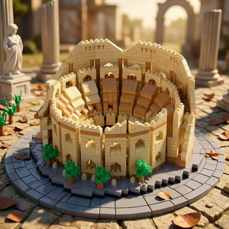 1500+pcs Roman Colosseum Building Blocks, World Famous Landmark Model Kit, Creative 3D Puzzle Toy, Decoration, Gift for Adults, Model Building Kits
