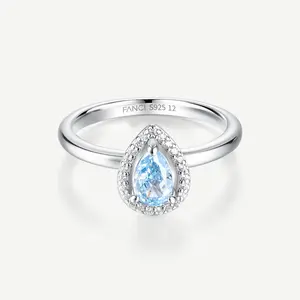 FanciMe Original Ocean Eye Ring - Genuine S925 Silver & Aquamarine - Meaningful March Birthday Jewelry for Her