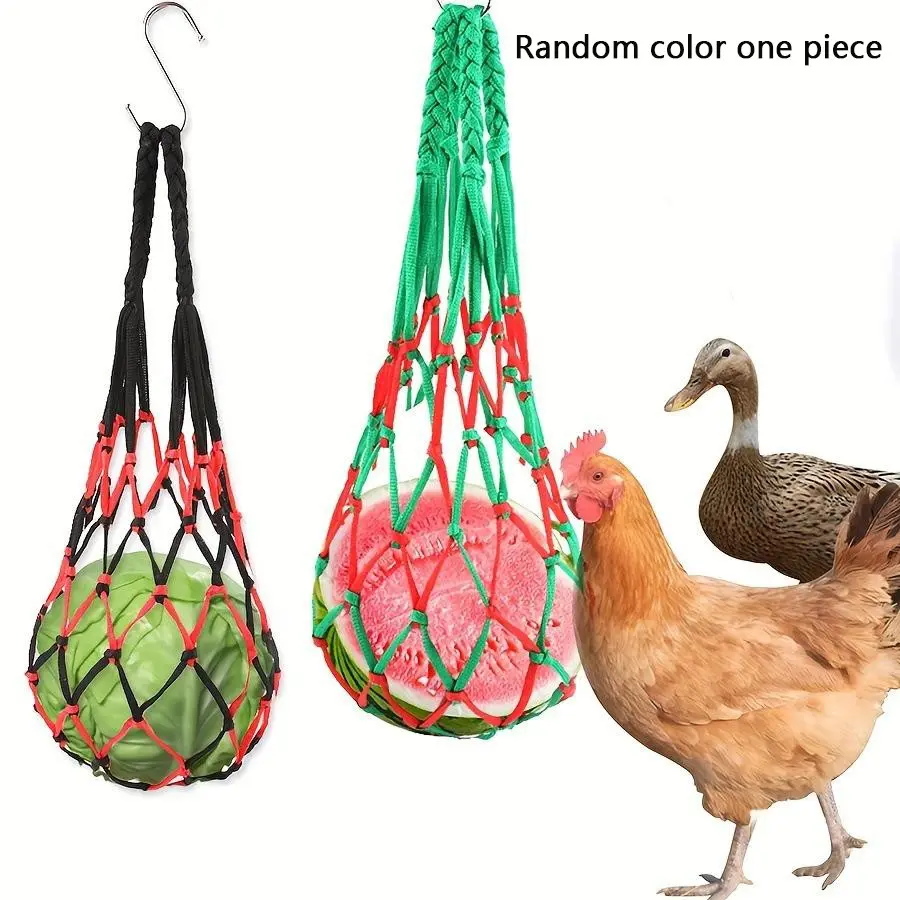Durable Chicken Feeder Bag 22.8 Inches with Hanging Hook, Ideal for Chickens Geese and Ducks, Perfect for Garden and Urban Farms, Feeding Supplies