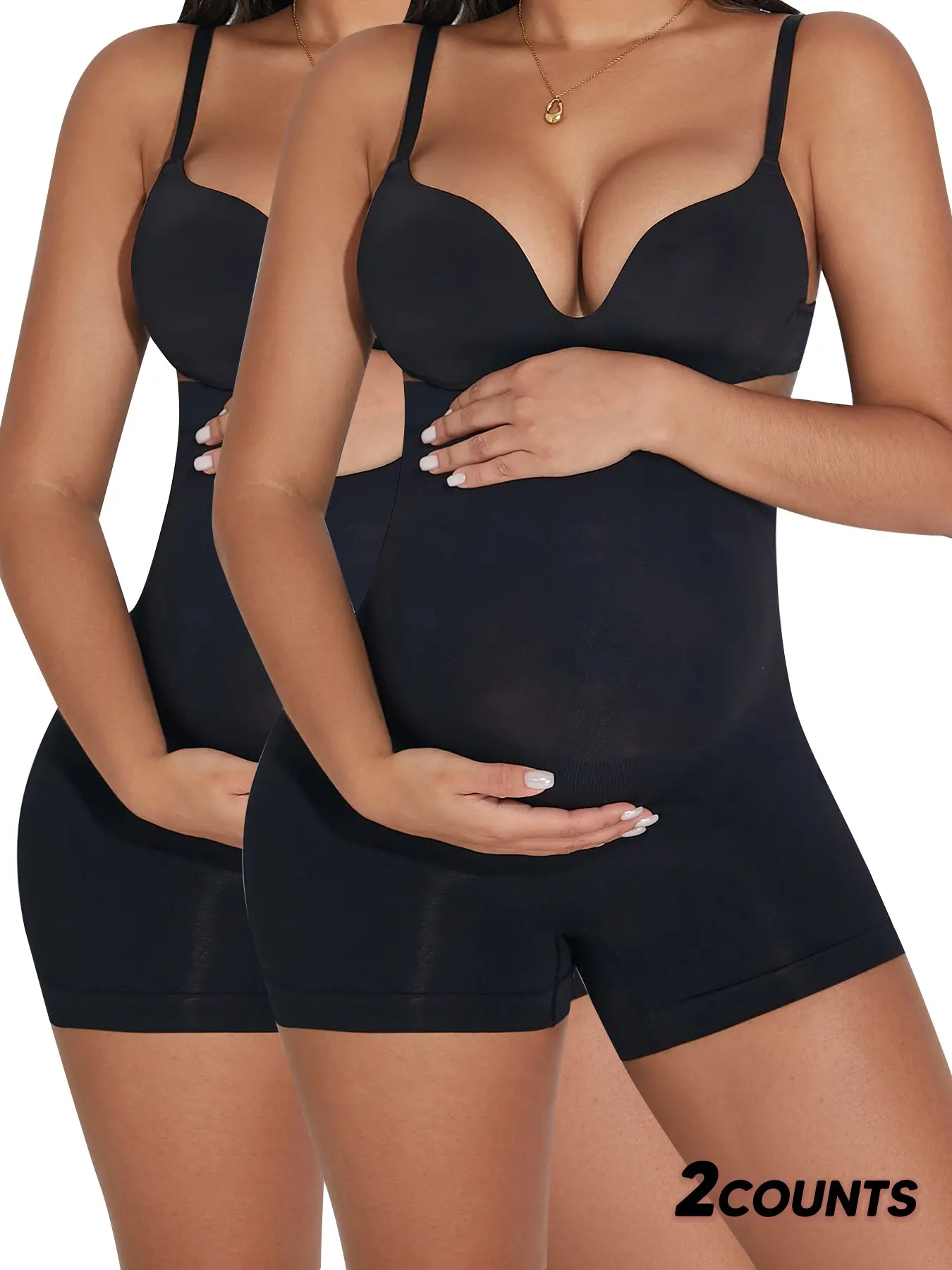 2-Pack Pregnant Support Shorts, Comfortable Elastic Skin-Friendly Breathable Seamless Elegant Simple Maternity Pants for Women, Pregnancy Clothes, Maternity Clothing, Maternity Apparel