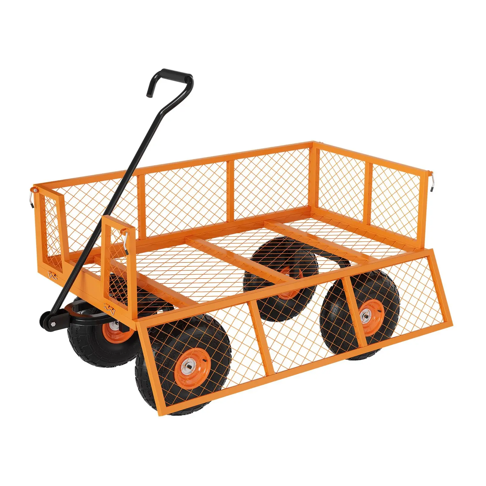 Garvee Upgraded Heavy Duty Steel Garden Cart 900 LBS Capacity 3 in 1 Pullable Garden Wagon with 10 in Wheels for Gardening Soil, Tools, and Plant Transport