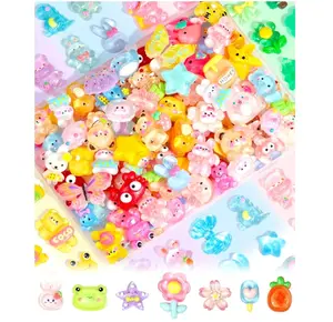 100PCS Cute Slime Charms Bulk Easter Gift Set – Kawaii Flatback Resin Charms for Crafts, Mini Decoden Acrylic Embellishments for Phone Junk Cases, Scrapbooking & DIY Decoration (Multicolor)