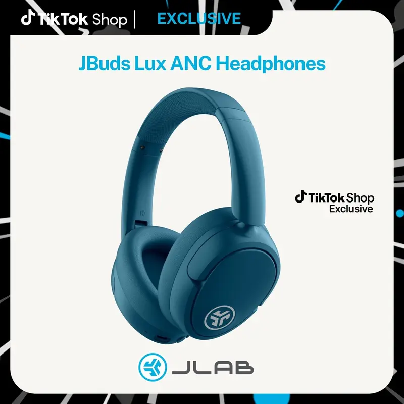 JLab JBuds Lux Active Noise Cancellation Wireless Bluetooth Headphones, Custom EQ, Over-Ear, Be Aware Safety Mode. Foldable, iPhone / Android, Wired
