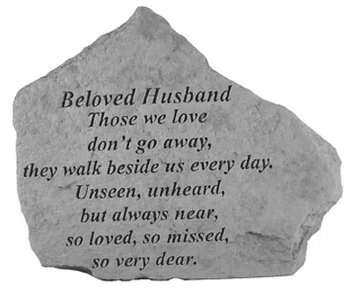 212 MAIN Weatherproof Cast Stone Outdoor Memorial Decorative Plaque, 6.875x5.5in Beloved Husband Sign, Outdoor Furniture Accent for Loved Ones, Novelty Decor
