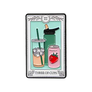 "There of cups" Tarot Enamel Brooch Pin, Illustrative Style Badge, Collar Decoration, Clip, Fashion Accessory Gift for Backpacks and Clothing