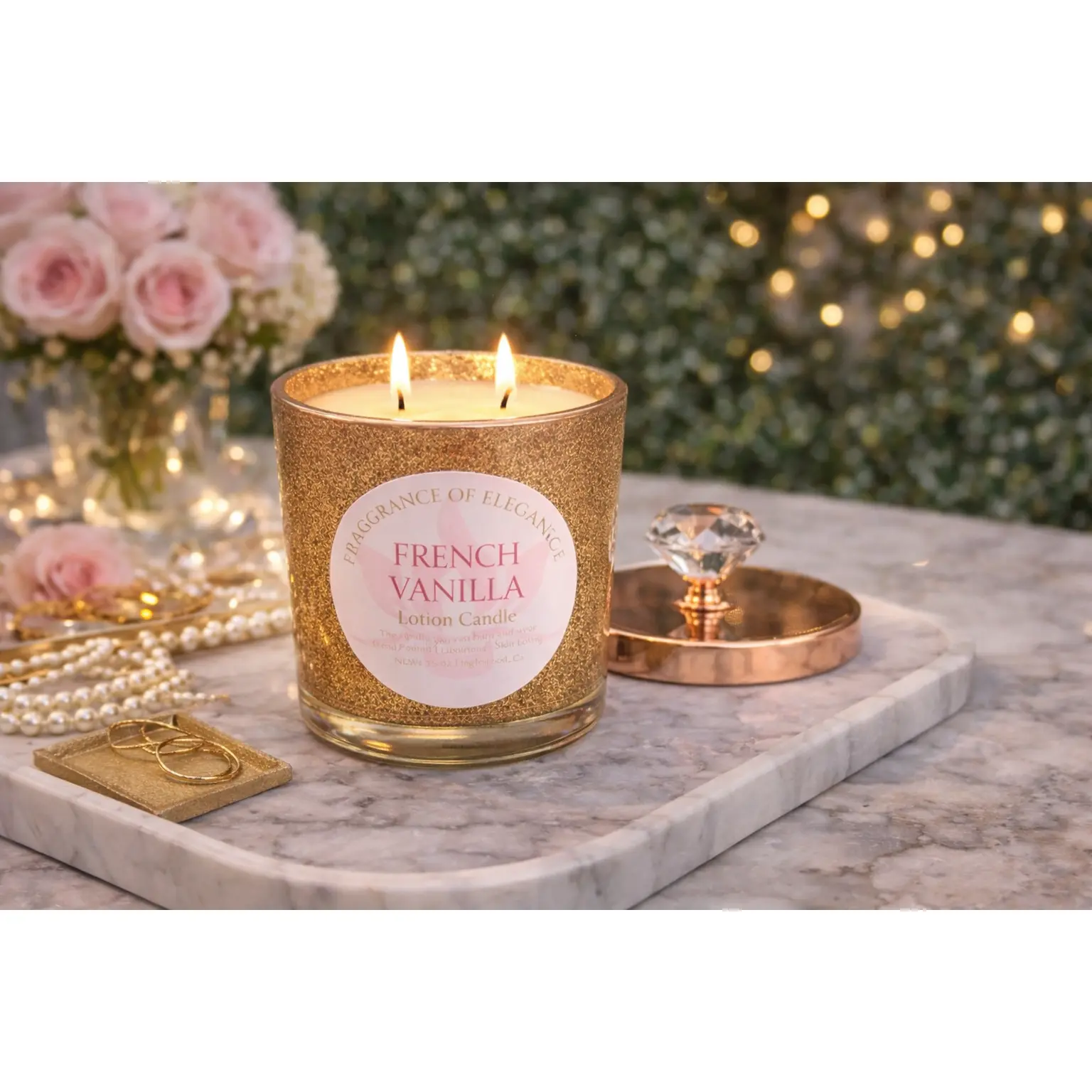 French Vanilla Lotion Candle 15oz double wick 72 hour burn