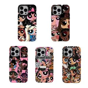 [No magnetic] P0w3rpuff Girls Phone Case,Cute Phone Case,y2k cartoon phone case,Durable Design tough phone case for iPhone 17 Air Promax 16 15 14 13 12 11 8 7 for Samsung Series,lovely gift for her