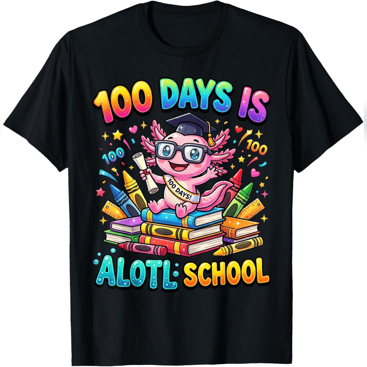 100 Days Is Alotl School Shirt Funny 100th Day Meme Tee T-Shirt Comfy Everyday T-Shirt