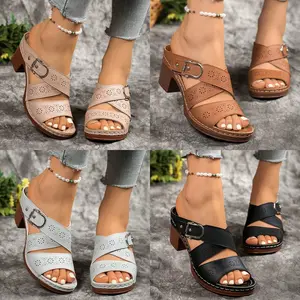 A41-Wide Width Sandals for Women Dressy Summer Comfortable Slip on Slides Sandal Walking Summer Slip on Sandal Slippers