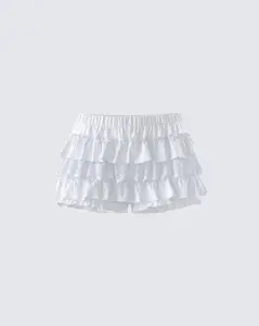 Amia White Ruffle Bloomer Micro Skort