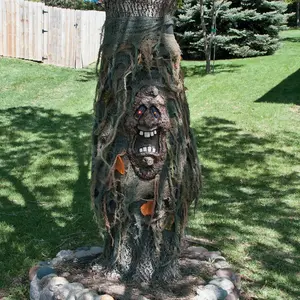 23" x 42" Tree Ghost with Light-Up Eyes Halloween Outdoor Decoration