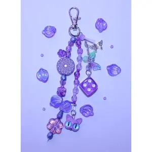 Purple Cat Bag Charm