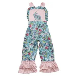 FS SR0164 Kids Girl Easter Clothes Rabbit Bunny Spring Jumpsuit Overalls Clothing